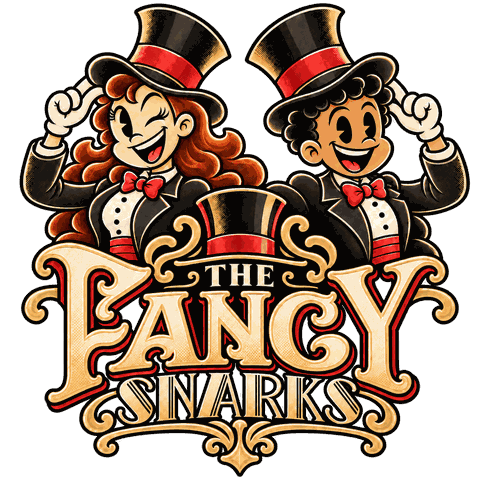 The Fancy Snarks mascots tipping their top hats